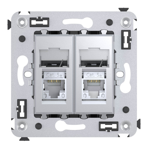Компьютерная розетка RJ-45 в стену, кат.5e двойная экранированная, Avanti, закаленная сталь
