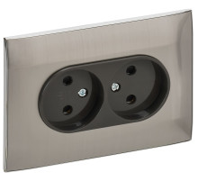 IEK SKANDY Никель Розетка 2-ая б/з с защитными шторками 10А в сборе SK-R09N