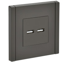 IEK FORTE&PIANO Серый Розетка USB A+A 3,1А FP349