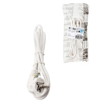 TDM Шнур сетевой с вилкой ПВСмб 3x0,75мм2 1,5м с/з белый Народный