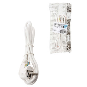 TDM Шнур сетевой с вилкой ПВСмб 3x0,75мм2 1,5м с/з белый Народный