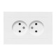 Механизм розетки двойной, 16А, без заземления, без шторок, с рамкой, белый Эпика EKF