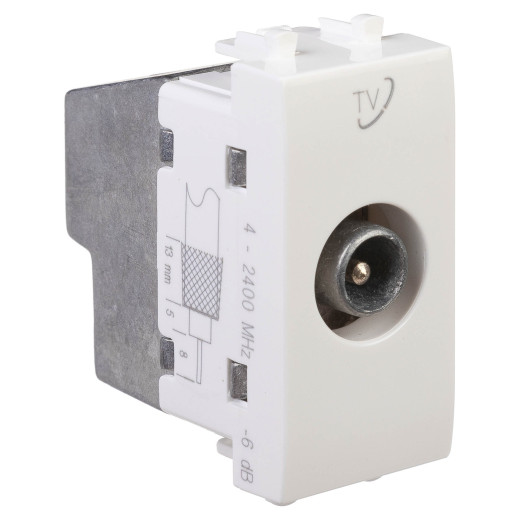 Розетка TV проходная модульная, Avanti, белое облако, 1 модуль