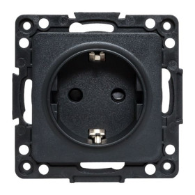 EKF PROxima Стокгольм Черный Розетка с/з, со шторками, 16А ,винт.клеммы.