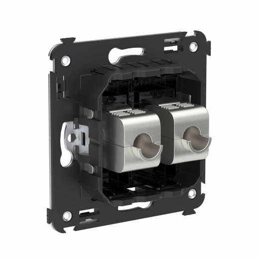 Компьютерная розетка RJ-45 без шторки в стену, кат.6А двойная экранированная, Avanti, черный квадрат