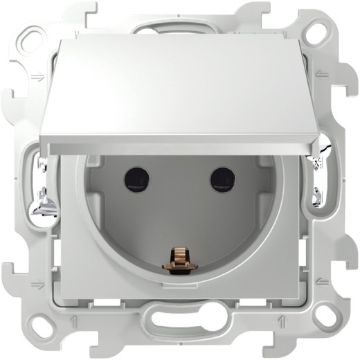 Розетка 2К+3 IP44 с крышкой  и защитными шторками Push&Go , белый