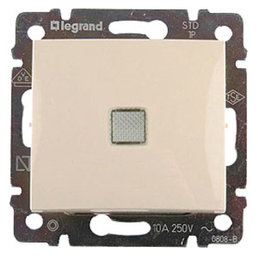 Переключатель одноклавишный с подсветкой - Legrand Valena - 10А 250В схема 6L безвинтовые зажимы - слоновая кость