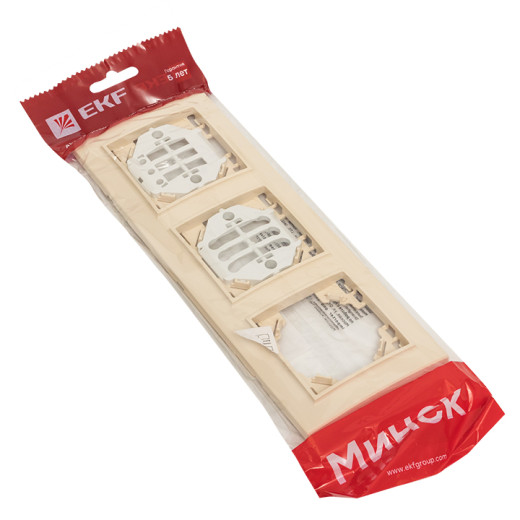 Рамка 3-местная горизонтальная бежевый Минск EKF