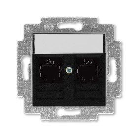 ABB EPJ Levit антрацит / дымчатый чёрный Розетка компьютерная, 2хRJ45 кат,5e, антрацит