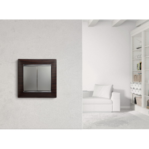 Выключатель двухклавишный - Legrand Valena - 10А 250В схема 5 безвинтовые зажимы - алюминий