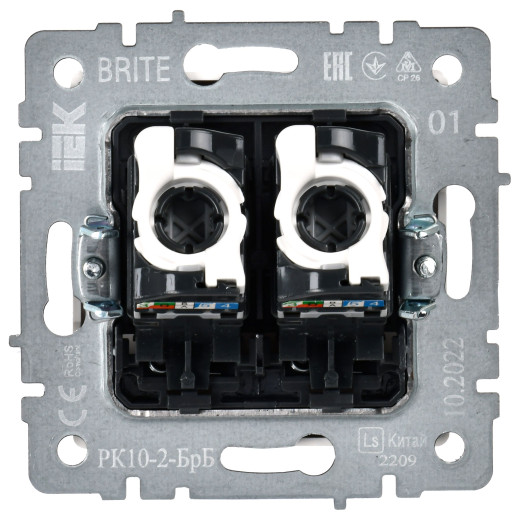 BRITE Роз. комп. 2-ая RJ45 кат.5E РК10-2-БрБ бел. IEK