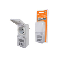 TDM Таймер розеточный ТРЭ-02-1мин/7дн-10on/off-8А-IP44 (недельный, защита от влаги)