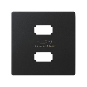 Simon 82 Concept Матовый черный, Накладка для зарядного устройства 2xUSB