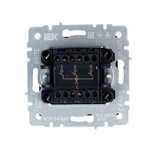 BRITE Выключ. 3-кл. 10А ВС10-3-0-БрМ мар. IEK