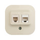Розетка двойная RJ11+RJ45 категория 5e UTP - Legrand Quteo - IP20 накладной монтаж - слоновая кость