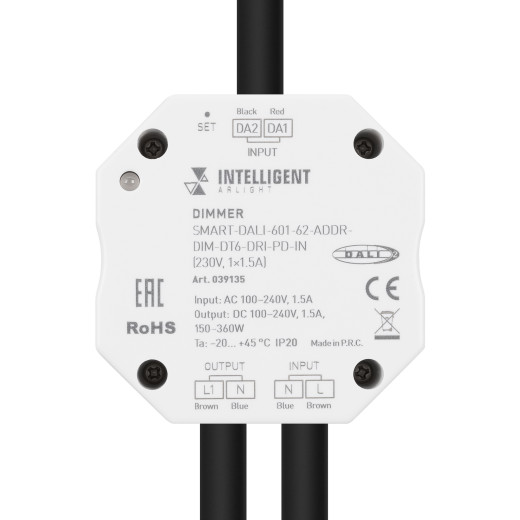 INTELLIGENT ARLIGHT Диммер SMART-DALI-601-62-ADDR-DIM-DT6-DRI-PD-IN (230V, 1x1.5A) (IARL, IP20 Пластик, 5 лет)
