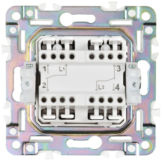 SKANDY Выключ. 2-кл. прох. 10А SK-V05N никель IEK