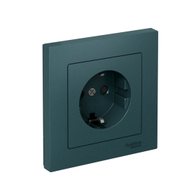 Systeme Electric AtlasDesign Изумруд Розетка с заземлением со шторками, 16А, в сборе, быстрозажим. клем.
