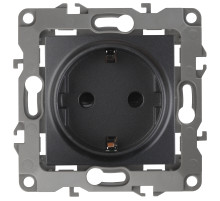 ЭРА Розетка Серия 12 12-2102-05 с заземлением 2P+E Schuko со шторками 16A-250В IP20 антрацит