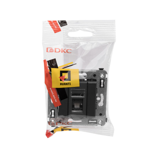 Компьютерная розетка RJ-45 в стену, кат.5e одинарная, Avanti, черный матовый