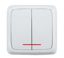 Hegel Альфа наруж Белый ВА10-152 Выключатель 2-клавишный с индикацией