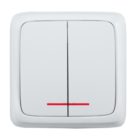 Hegel Альфа наруж Белый ВА10-152 Выключатель 2-клавишный с индикацией