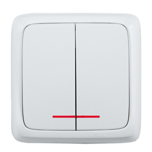 ВА10-152 Выключатель открытой установки, двухклавишный, с индикацией, цвет белый