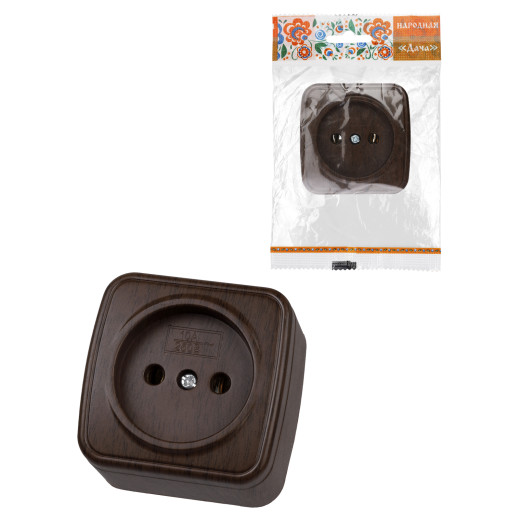 Розетка 2П открытой установки IP20 10А, венге 