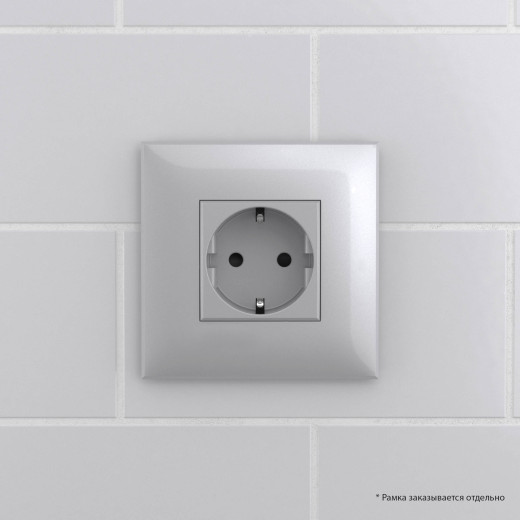 Розетка в стену, 2P+E, с з/ш, Avanti, закаленная сталь