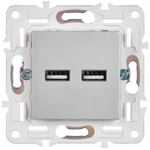 SKANDY Роз. USB A+A 3,1А SK-R15S сереб. IEK