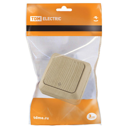 Переключатель на 2 направления 1-кл. открытой установки IP20 10А, сосна 