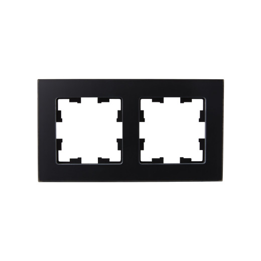 BRITE Рамка 2-мест. РУ-2-2-Бр стекло черн. матовый IEK