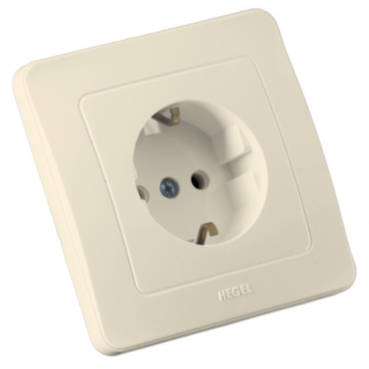 РС16-311-01 Розетка скрытой установки, одноместная, с заземляющим контактом, цвет слоновая кость