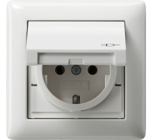 Gira S-55 Бел глянц Розетка 1-я с/з,с крышкой, компл. уплотнителей, IP 44