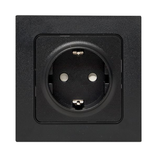 Стокгольм Механизм Розетки 1-местной с/з 16А винтовые клеммы черный с защ. штор. EKF PROxima