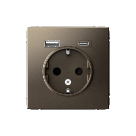 Systeme Electric ArtGallery Мокко Розетка 16А с 2 USB A+C, 5В/2,4А/3,0А, 2х5В/1,5А, механизм