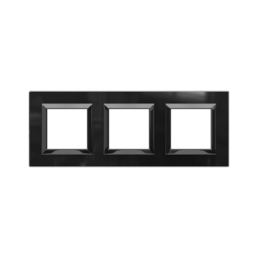 Рамка из натурального стекла 3 поста (6 мод.),  Avanti, черная