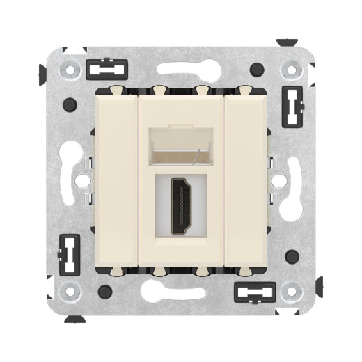 HDMI розетка одинарная в стену, тип А-А, Avanti, ванильная дымка
