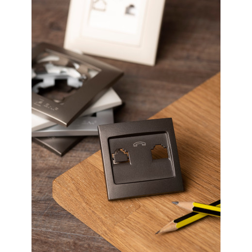 Валенсия лицевая панель розетки Phone 1-местная графит EKF PROxima