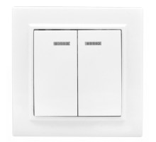 EKF Basic Минск Белый Выключатель 2-кл с индикатором, 10А, СП.