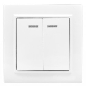 EKF Basic Минск Белый Выключатель 2-кл с индикатором, 10А, СП.
