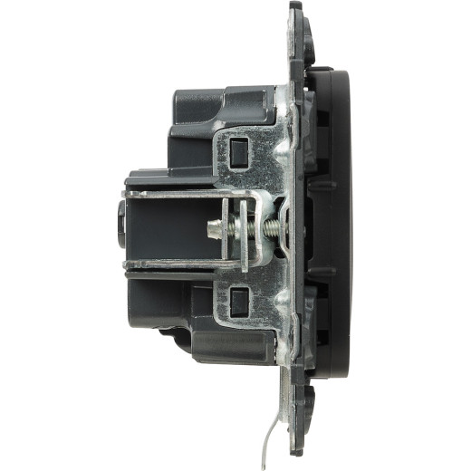 Valena ALLURE.Силовая розетка 2К+З 16А 250В с лицевой панелью.Безвинтовые зажимы.Антрацит