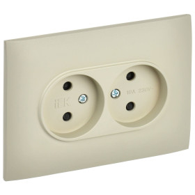 IEK SKANDY Бежевый Розетка 2-ая б/з с защитными шторками 10А в сборе SK-R09B