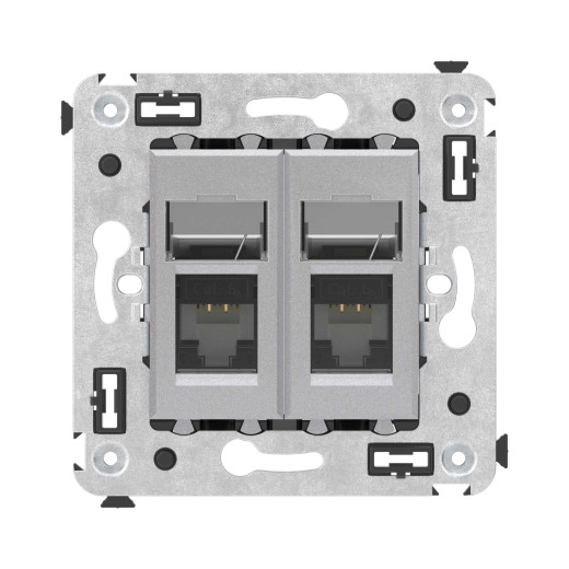 Компьютерная розетка RJ-45 в стену, кат.6А двойная, Avanti, закаленная сталь