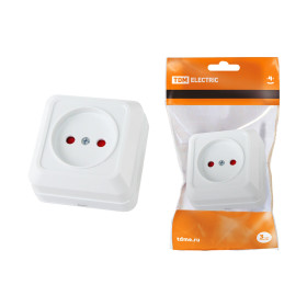 TDM Розетка 2П открытой установки с з/ш IP20 10А, белый 