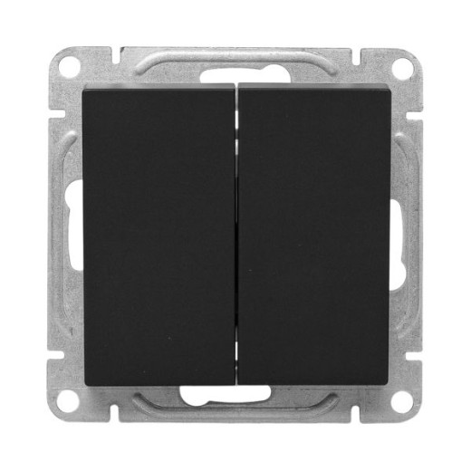 Механизм выключателя, двухклавишный, кнопочный, чёрный Эпика EKF