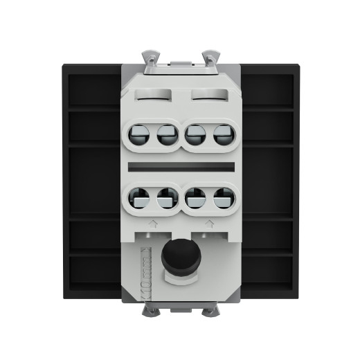 Выключатель двухполюсный одноклавишный модульный, Avanti, черный матовый, 2 модуля