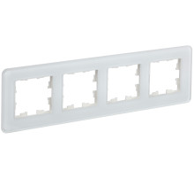 IEK BRITE DECOR Белый матовый стекло скругл.угол Рамка 4-м РУ-4-2-Бр RE