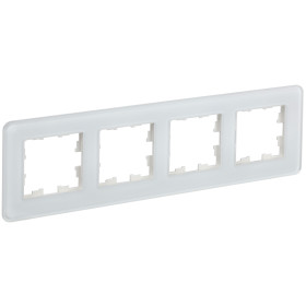 IEK BRITE DECOR Белый матовый стекло скругл.угол Рамка 4-м РУ-4-2-Бр RE