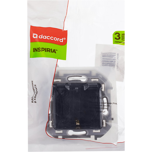Розетка с заземлением IP44 - Legrand/Daccord Inspiria - со шторками с защитной крышкой 16А 250В винтовые зажимы - антрацит
